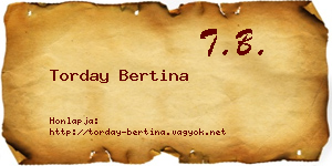 Torday Bertina névjegykártya